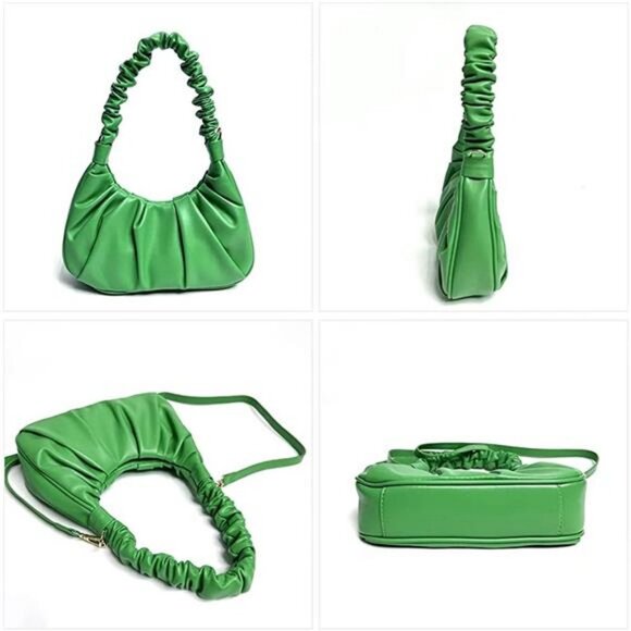 Ruched Cloud Shoulder Purse and Dumpling Bag with Removable Shoulder Strap - Picture 1 of 6